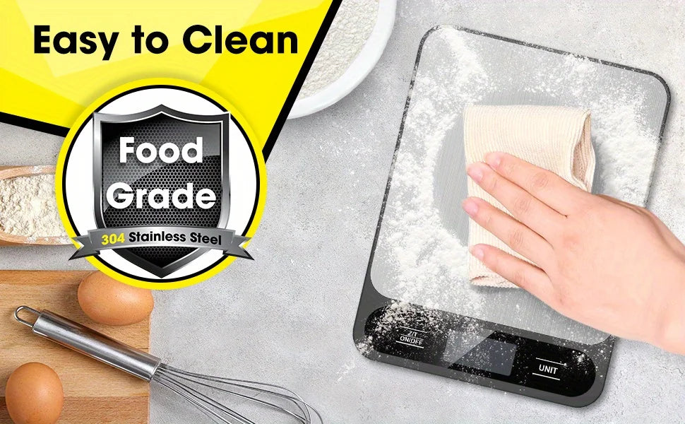 1pc Black Food Scale 10 Kilograms Digital Kitchen Scale Grams and Ounces 1g Precise Scale Easy to Clean Stainless Steel