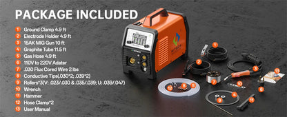 HITBOX 7 in 1 MIG Welding Machine 200A MMA/Gas Flux MIG/Lift TIG/Spot Welding/Spool Gun/Single Pulse Aluminium Welder Home DIY