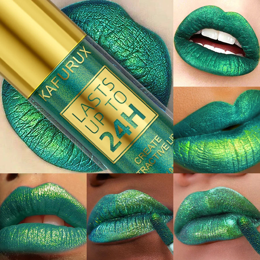 1pc Bold& Intense Glitter Shiny Metallic Lip Glaze Pearlescent Lip Tint, Waterproof Long Lasting Lip Gloss Makeup Matte Lip Gift