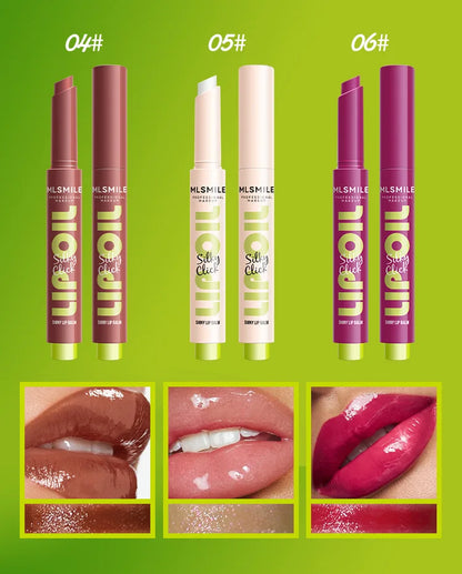 multicolor Silky Click Lip Care Hydrating Solid Lip Gloss with Radiant Mirror Shine, Effortless Press Long-Lasting