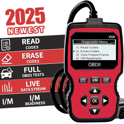Obd2 Diagnostic Scanner Tools - Engine Fault Code Reader for All Cars in 1996 Years with Real-Time Data Flow, Battery Test and Erase Code