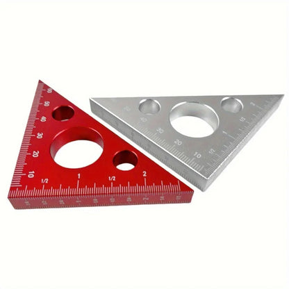 Aluminum Esquadro Ruler, 45/90 Degree Frosted Right Angle Gauge, Triangle Ruler with Both Imperial and Metric Scales