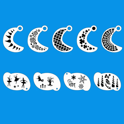 47pcs Reusable Face Paint Stencils for Body Art Painting Halloween Party Makeup Temporary Tattoos Stencils sponges