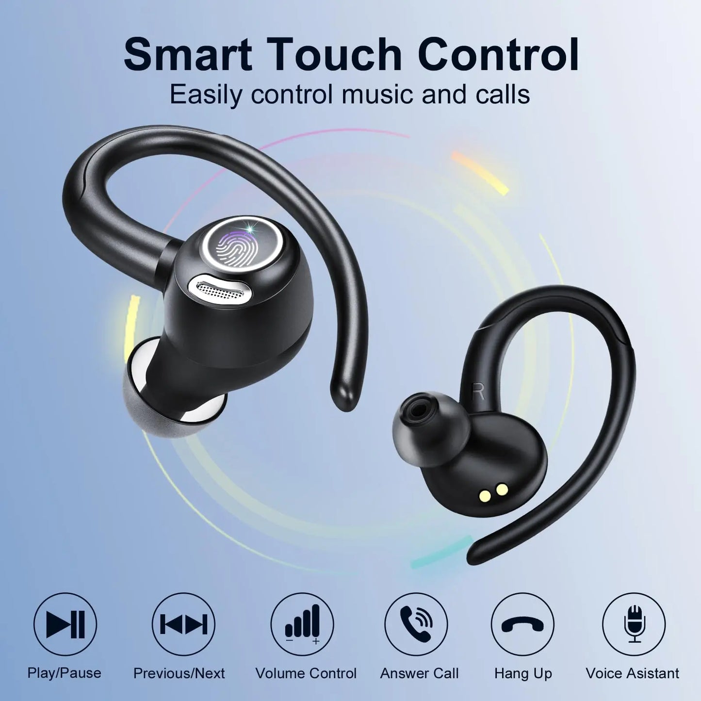 Headphones Wireless Earbuds Sport , 48H Wireless Earphones with HD Mic, IP7 Waterproof Earbud for Sports/Running/Workout.