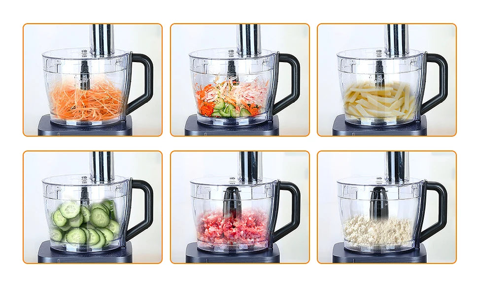 1300W Multi-Task Food Processor 3.5L Kneading 1.5L Blender Citrus Juicer 11 Professional Accessories Grinding/Chopping/Slicing