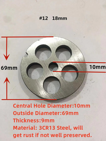 #12 Replaceable Meat Grinder Plate OD 69mm Center 10mm Hole 3-20mm Manganese Steel Chopper Mincer Disc For Mixer Food Chopper