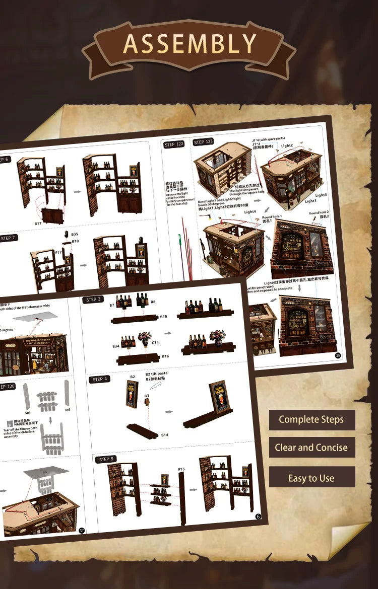 New Corner Bistro Miniature DIY Book Nook - 3D Wooden Puzzle Craft Kit, Christmas & Black Friday Micro Scene Model Gift