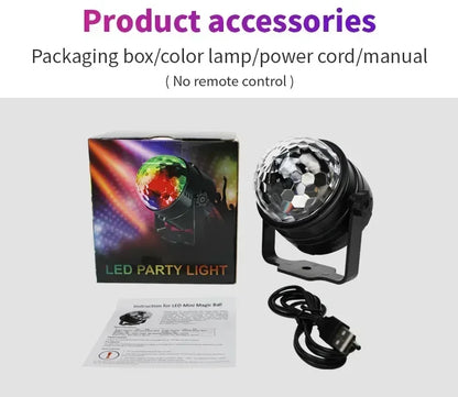 RGB LED Stage Disco Light Rotating DJ Ball Strobe Remote Sound Control Magic Dance Car Christmas Gift Party Club Laser Show Lamp