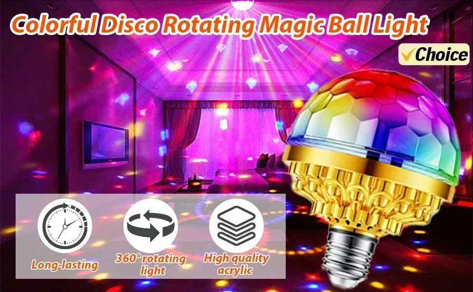 RGB LED Stage Disco Light Rotating DJ Ball Strobe Sound Control Magic Dance Car Christmas Gift Party Club Laser Show Lamp Party