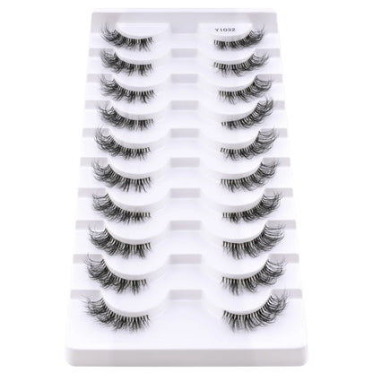 SHIDISHANPIN Cat Eye Lashes Soft Wispy Clear Band Lashes With Winged Ends For Extended Eye Look Natural Half EyelashesMakeup