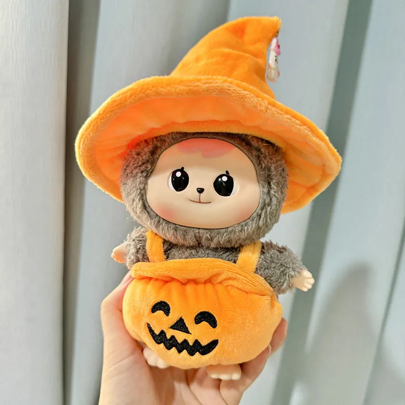 Hot Halloween Labubu Clothes Cute Pumpkin Bat Ghost 2-piece Outfit Mini Plush Doll Clothing Fashion Doll Accessories