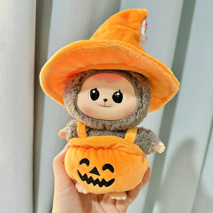 Hot Halloween Labubu Clothes Cute Pumpkin Bat Ghost 2-piece Outfit Mini Plush Doll Clothing Fashion Doll Accessories