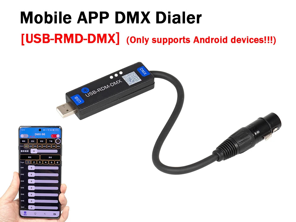 USB-RMD-DMX Mobile App DMX Dialer Stage Light Wireless DMX Controller Bluetooth DMX Controller Only Supports Android Devices
