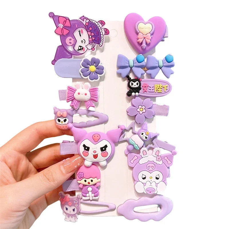 14pcs Sanrio Kuromi Cute Hairclip Headwear For Girls Anime Cartoon Fashion Hairpin Hair Accessories Kids Birthday Xmas Gift