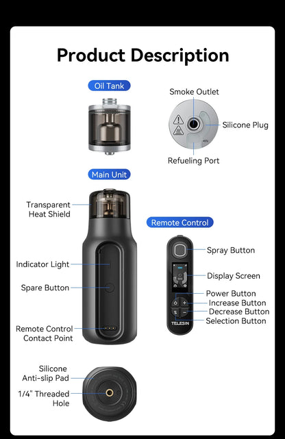 TELESIN Photography Smoke Machine Remote Smoke Effect Portable Smoke Maker with Remote Control Fogger Machine For Video Shoot