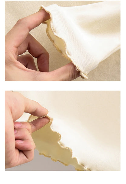 Autumn-Winter Girls Long Sleeve Solid Color T-Shirt with Ruffle Collar Girls Fashionable Comfortable Everyday Wear T-Shirt