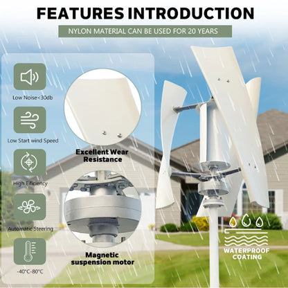 3000W High Efficiency Wind Turbine Off Grid System 12V 24V 48V Output Voltage 220V 230V 240V Home Appliance Power Supply System