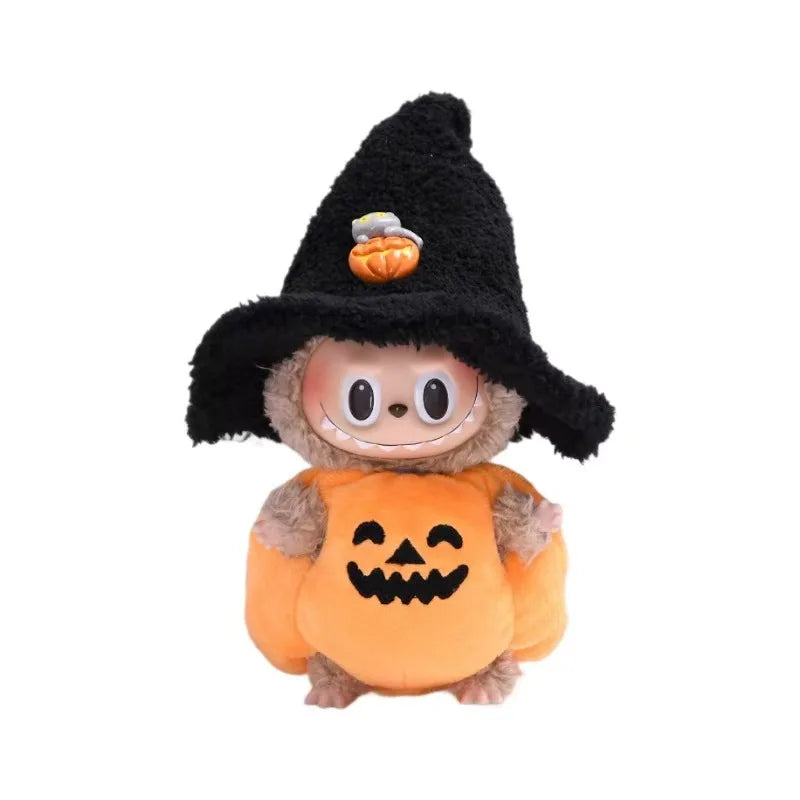 17cm Labubu Clothes Blind Box Universal Sitting Standing Plush Doll Accessories Labubu Designer Clothes Pumpkin costume set