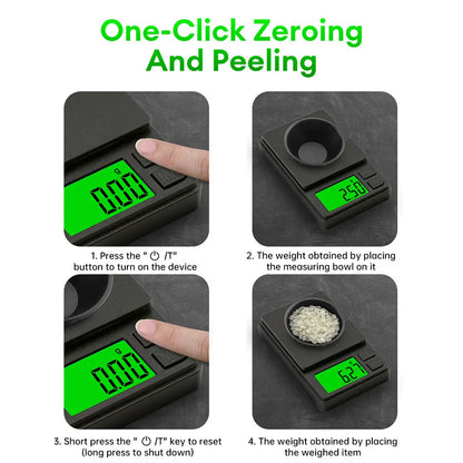 Mini Digital Scale 500g x 0.01 High Precision Jewelry Scales Electronic Gram Scales Battery Powered Gold Sterling Silver Balance