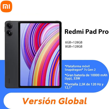 Global Version Redmi Pad Pro Tablet Snapdragon® 7s Gen 2 Mobile Platform Xiaomi HyperOS 10000mAh Large Battery 33W Fast Charger