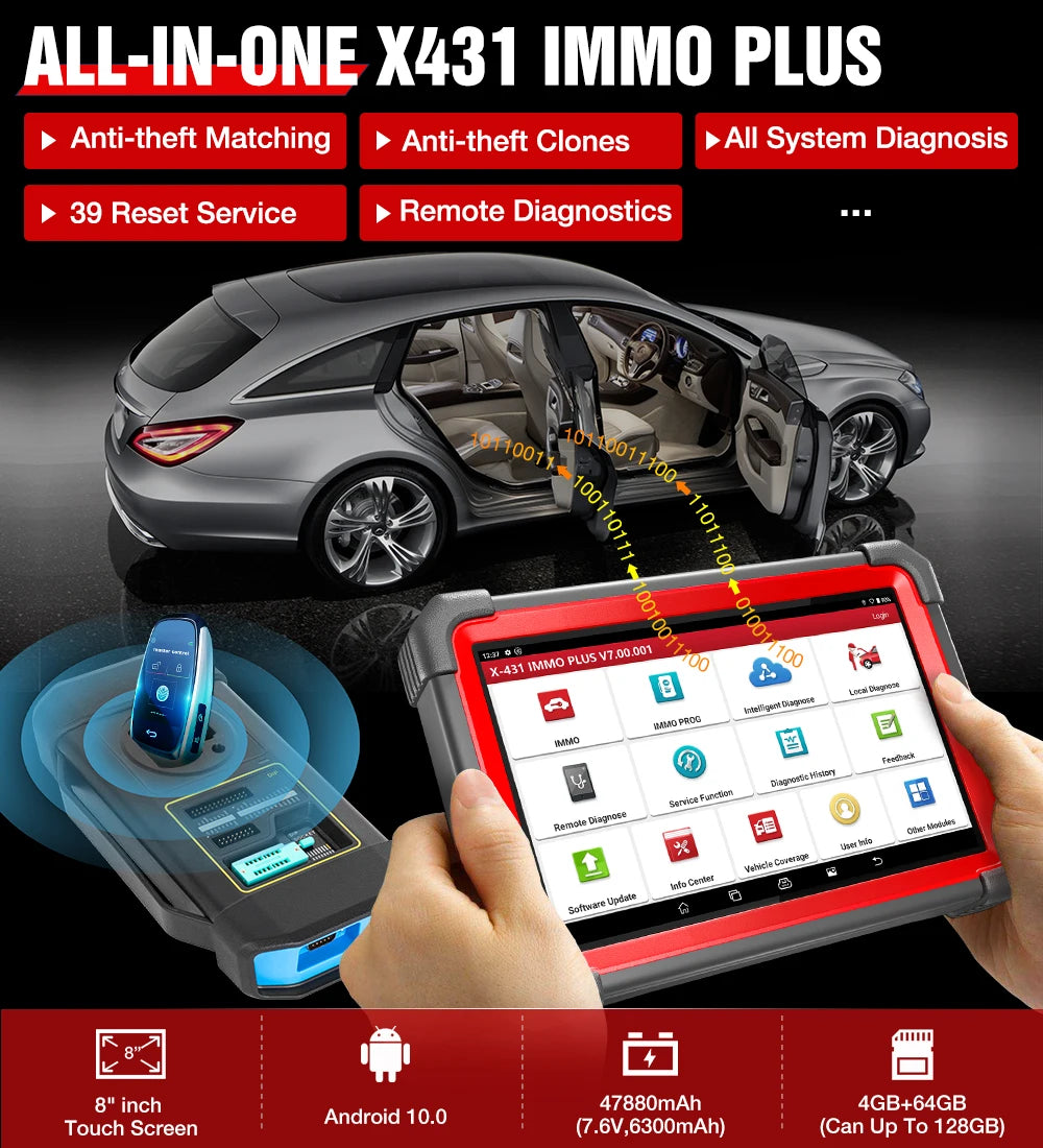 LAUNCH X431 IMMO PLUS Key Programmer X-PROG 3 AUTO Key Programming Tool OBD2 All Systems Diagnostic Scanner 39 Reset Immobilizer