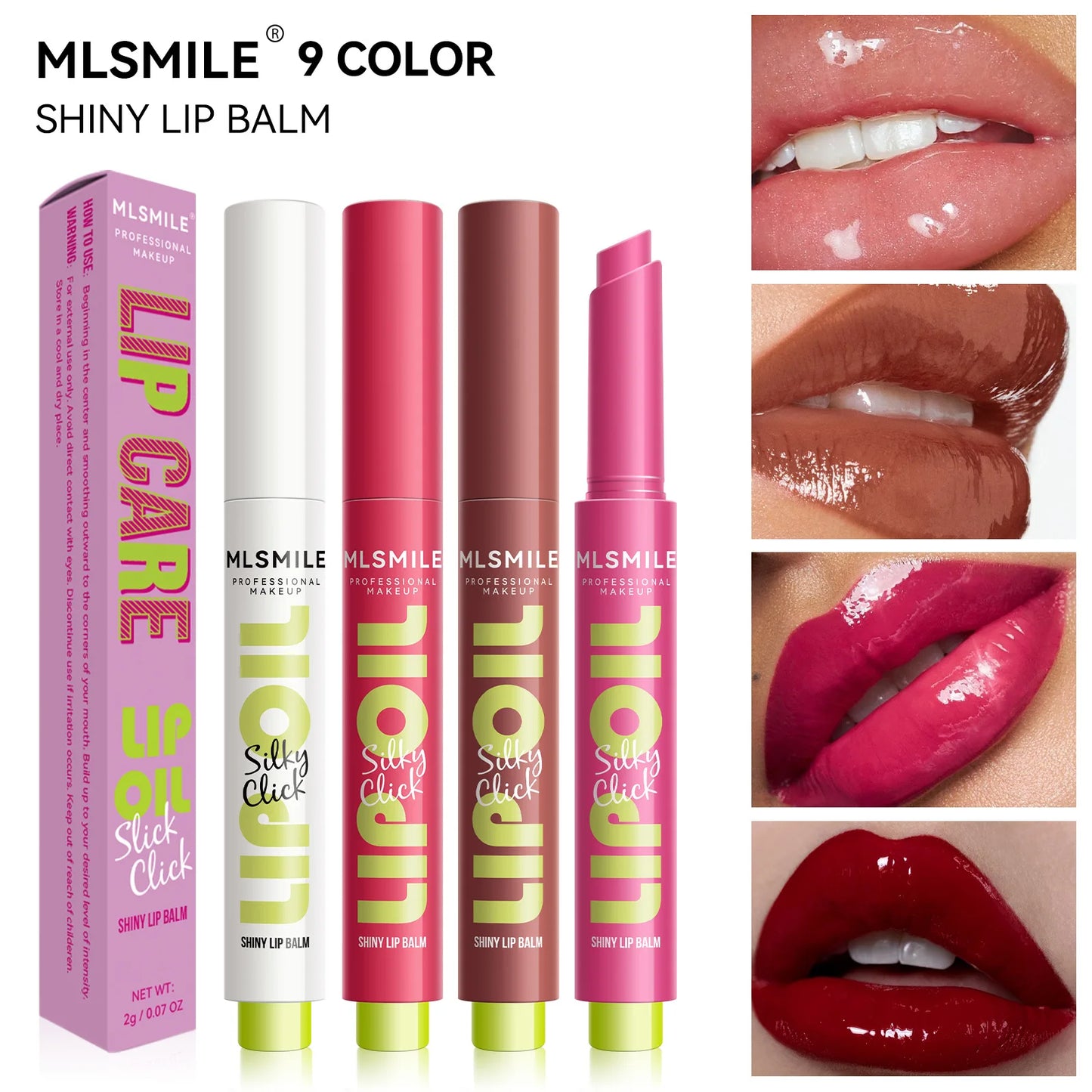 multicolor Silky Click Lip Care Hydrating Solid Lip Gloss with Radiant Mirror Shine, Effortless Press Long-Lasting