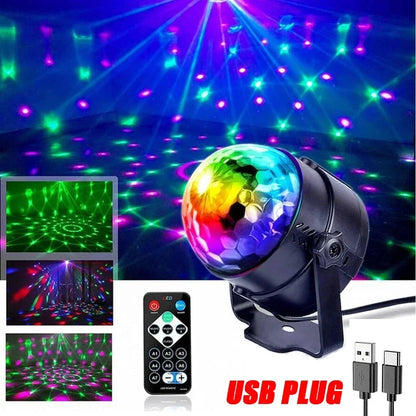 RGB LED Stage Disco Light Rotating DJ Ball Strobe Sound Control Magic Dance Car Christmas Gift Party Club Laser Show Lamp Party
