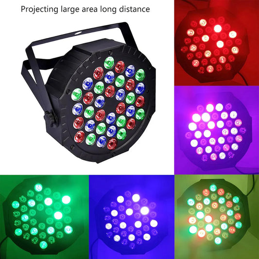 36 LED RGB DMX512 Flat Stage Par Light Effect DJ Disco Party Wedding Holiday Bar Club Decoration Show Sound Activated Lamp