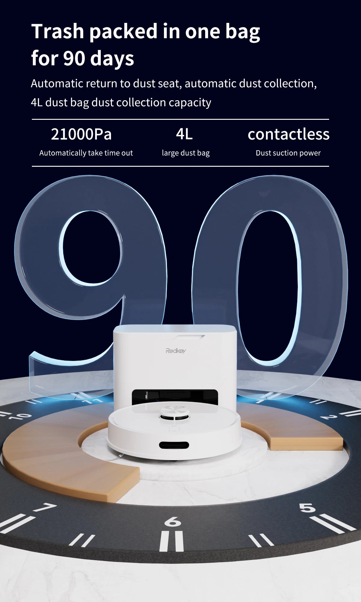 Redkey R10 Robot Vacuum Cleaner 2-in-1 Auto Vacuum Mop Wiping Function LiDAR Navigation Strong 4000Pa Suction Power 4 L Dust Bag