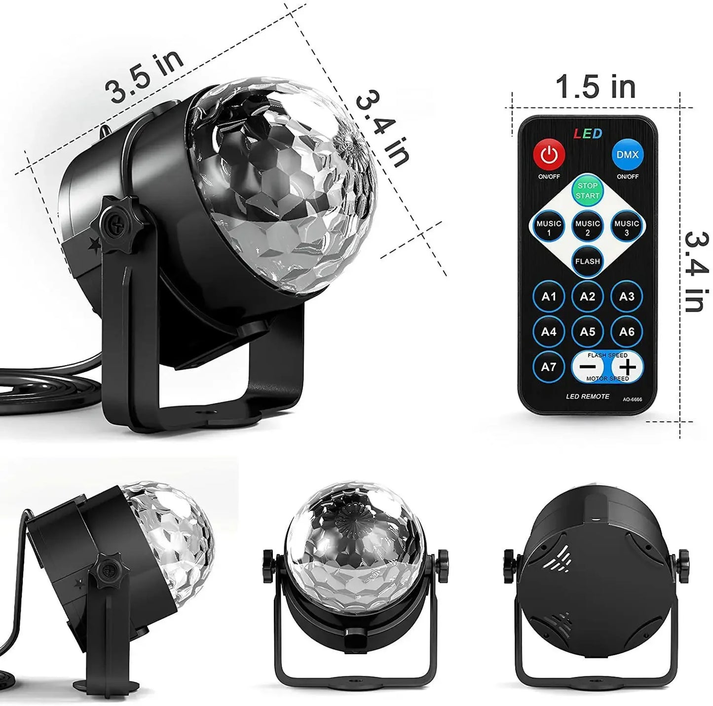 1-4Pack Aalternating Fashing Light Stage Lamp with Remote Control EU Disco Ball Lamps for Home Room Parties Birthday Wedding Bar