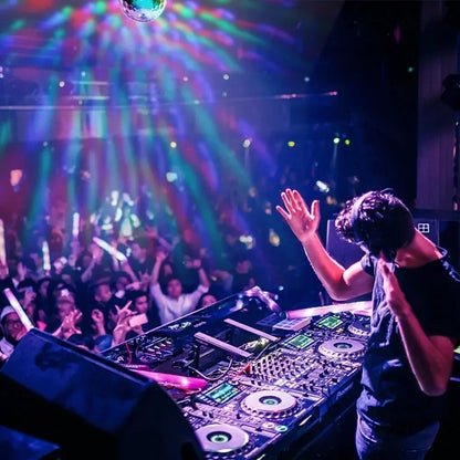 RGB LED Stage Disco Light Rotating DJ Ball Strobe Sound Control Magic Dance Car Christmas Gift Party Club Laser Show Lamp Party