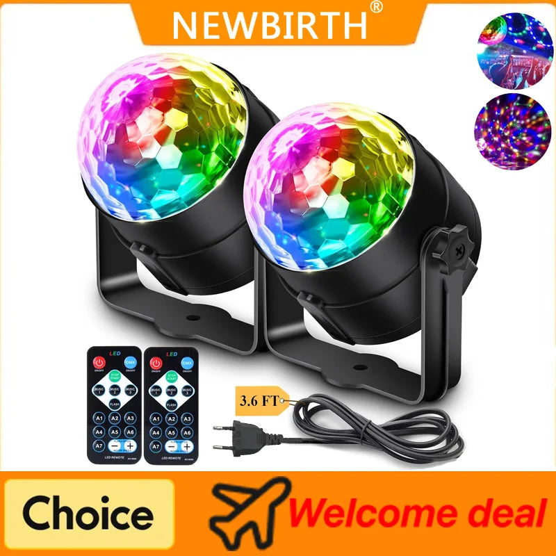 1-4Pack Aalternating Fashing Light Stage Lamp with Remote Control EU Disco Ball Lamps for Home Room Parties Birthday Wedding Bar