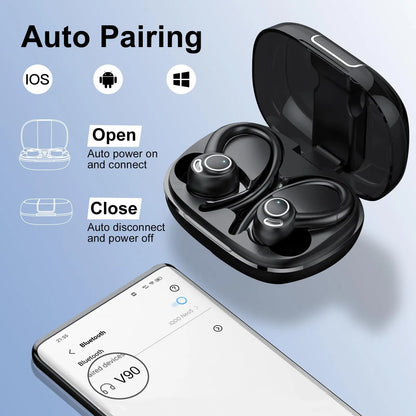 Headphones Wireless Earbuds Sport , 48H Wireless Earphones with HD Mic, IP7 Waterproof Earbud for Sports/Running/Workout.