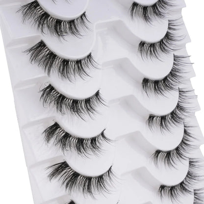 SHIDISHANPIN Cat Eye Lashes Soft Wispy Clear Band Lashes With Winged Ends For Extended Eye Look Natural Half EyelashesMakeup