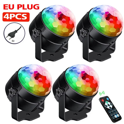 1-4Pack Aalternating Fashing Light Stage Lamp with Remote Control EU Disco Ball Lamps for Home Room Parties Birthday Wedding Bar