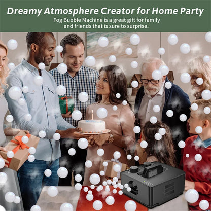 , 2-in-1 Fog Bubble Machine, Indoor and Outdoor Birthday Wedding Halloween Party No Spill Smoke Bubble Machine
