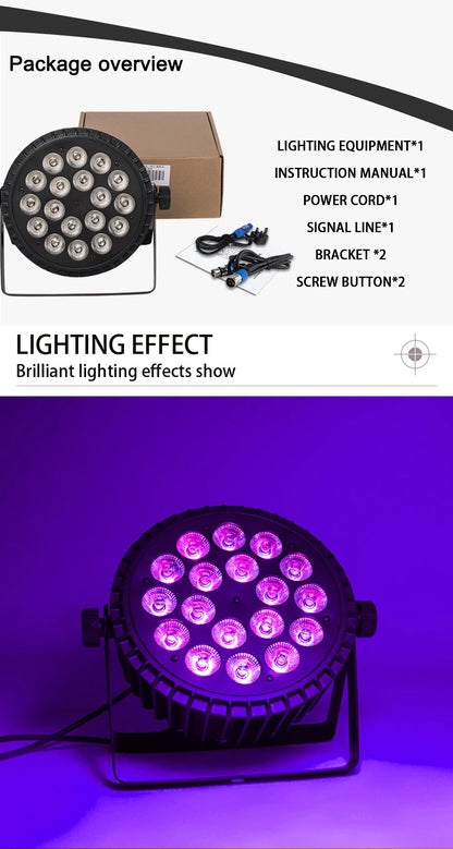 SHEHDS 4PCS Aluminum Alloy LED Flat Par 18x12W RGBW/18x18W RGBWA+UV LED Lighting DMX512 Disco Professional Stage DJ Equipment