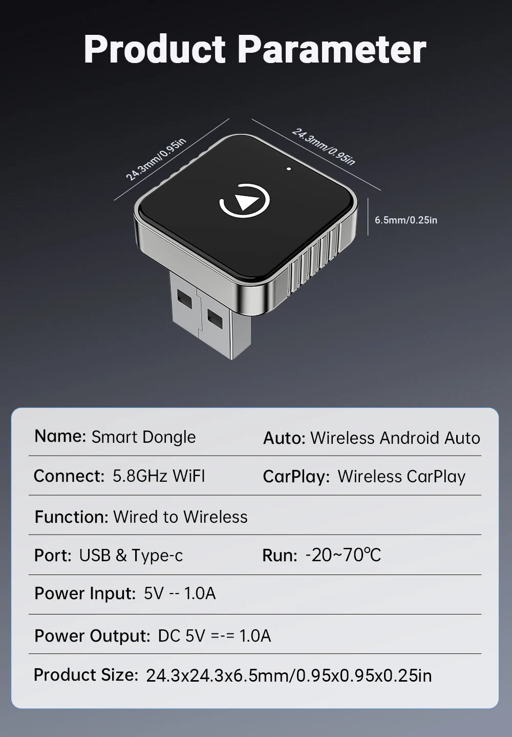 XUDA 2 in1 Wired to Wireless CarPlay Android Auto Adapter for OEM Car Stereo With USB Dongle Smart Mini Box Plug and Play Blueto