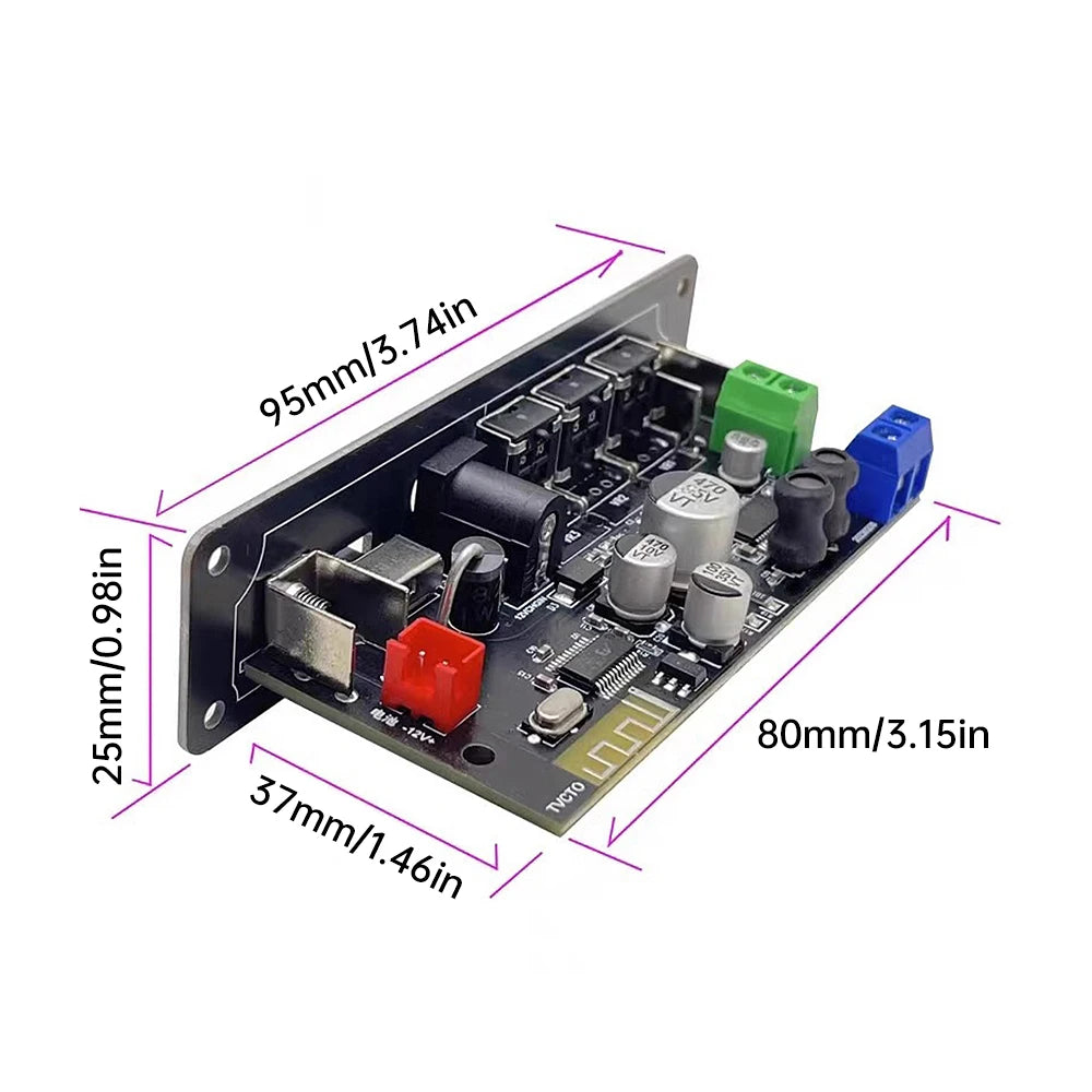 DC12V MP3 WMA Decoder Board HIFI High Bass BT 5.1 Amplifier Board Car Amplifier Module Audio Receiver for DIY Modification