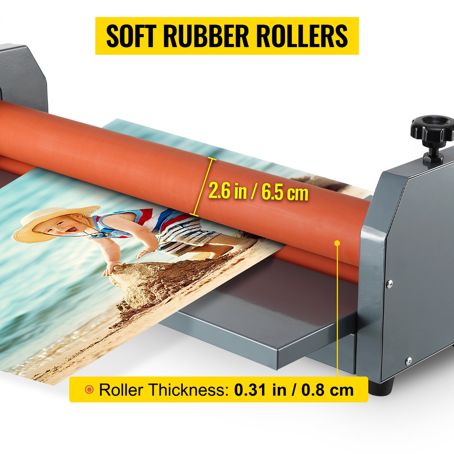 VEVOR 25.6"x1" Manual Cold Roll Laminator Machine Sheets Document Plasticizer Fits Poster Painting Photo Book Cover A3 A4 Paper